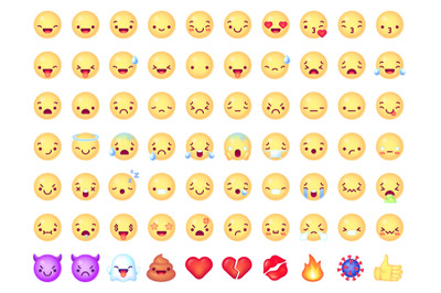 Emoticon emoji. Smiling&2C; laughing yellow face&2C; angry and sad&2C; joy and