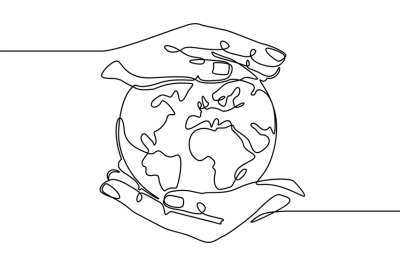 Earth in hand. Human hands holding earth world planet. Global digital