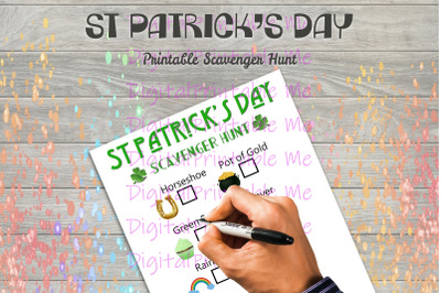 St Patrick&#039;s Day Scavenger Hunt Printable, Kids Craft, St Pattys Game,