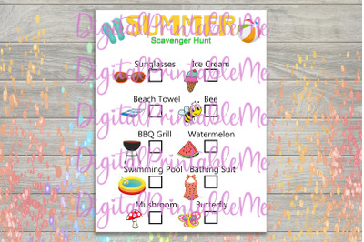 Summer, Scavenger Hunt, Printable, Kids Craft, Outdoor Game, Download,