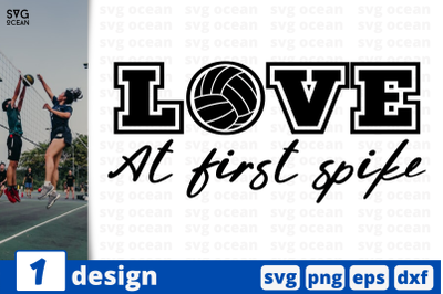 1 LOVE AT FIRST SPIKE, volleyball quote cricut svg