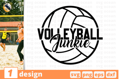 1 VOLLEYBALL JUNKIE, volleyball quote cricut svg