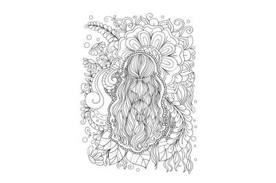 Digital Coloring Book, Girls and Flowers Volume 2