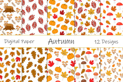 Set Seamless pattern autumn vector illustration