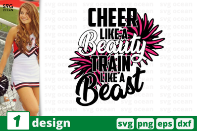 1 CHEER LIKE A BEAUTY TRAIN LIKE A BEAST, cheer quote cricut svg