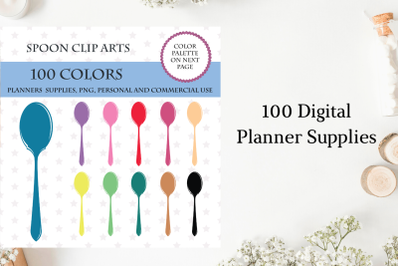 100 Spoon clipart&2C; Cultery stickers&2C; Utensil clip art&2C; Spoon clip art