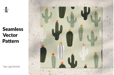 Cute cacti seamless pattern