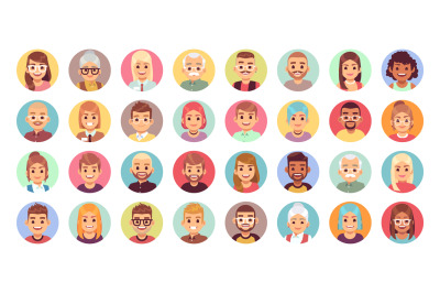 People cartoon avatars. Diversity of office workers flat character and