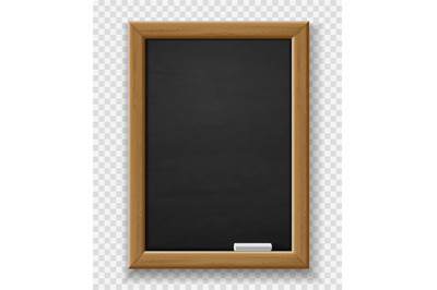 Blank blackboard. Realistic black chalkboard for school or restaurant