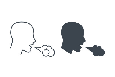 Cough icon. Man coughing and sneezing. Pneumonia, infectious diseases