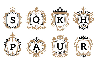 Monogram. Trendy vintage royal ornament and letters logotype or badge