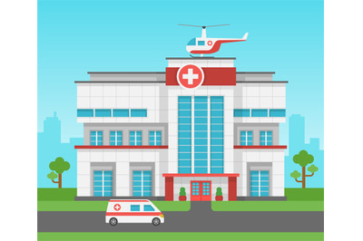 Hospital building. Health centre&2C; medical clinic panorama exterior and