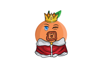 Orange Fruit King Cartoon Character Design