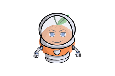 Orange Fruit Astronaut Cartoon Character Design