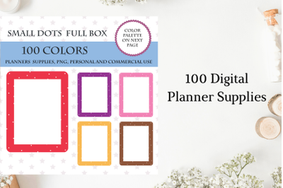 100 Full Box Weekly Checklist&2C; Printable Planner Stickers&2C; Small Dots Full Box Planner