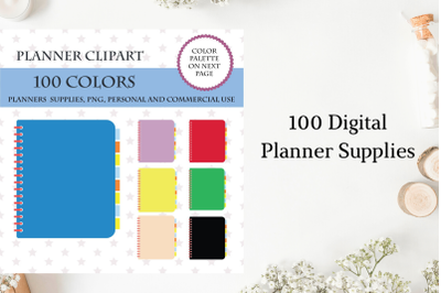 100 Notebook Clipart&2C; Planner Clipart&2C; Office Supplies Clipart