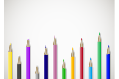 Color pencils art banner poster with place for text