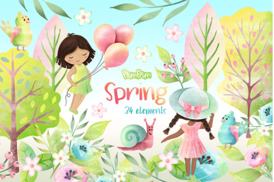 Spring Watercolor Cliparts