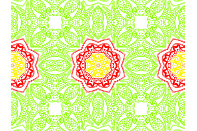 Pattern Abstract Green and Red Flower