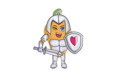 Cashew Fruit Knight Cartoon Character