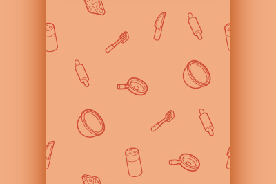 Cooking outline isometric pattern