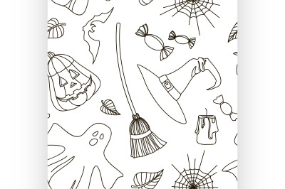 Happy Halloween hand drawn pattern