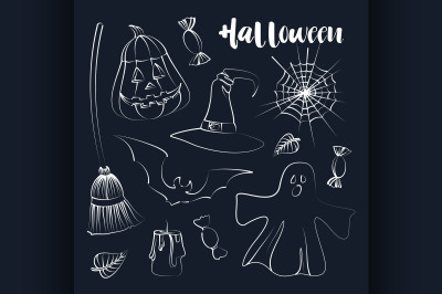 Happy Halloween hand drawn illustrations