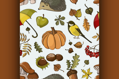 Set of autumn symbols pattern