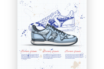 Fashion vector sketch womens shoes.