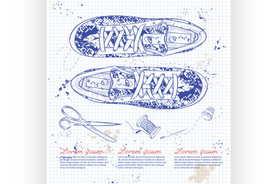 Fashion vector sketch womens shoes.