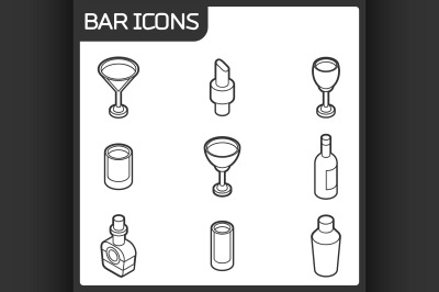 Bar outline isometric icons