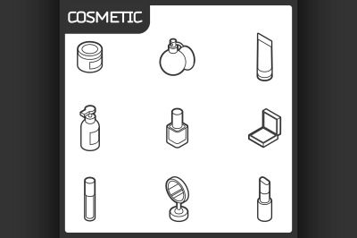 Cosmetic outline isometric icons