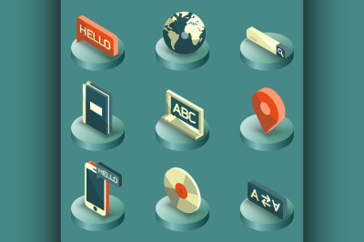 Languages color isometric icons