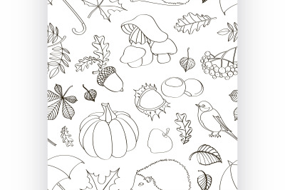 Set of autumn symbols pattern