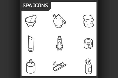 Spa outline isometric icons