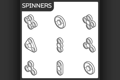 Spinners outline isometric icons