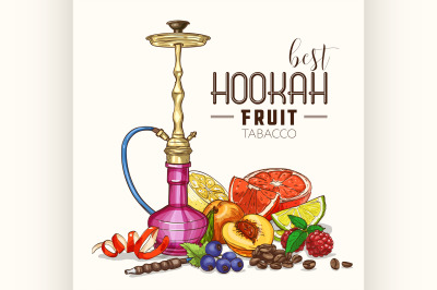 Vector hand drawn hookah