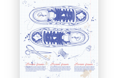 Fashion vector sketch womens shoes.