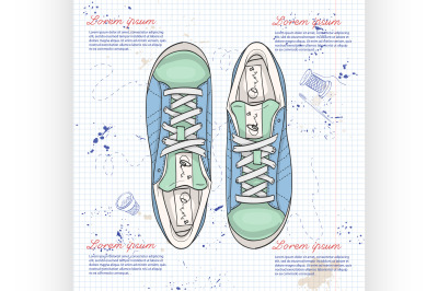 Fashion vector sketch womens shoes.