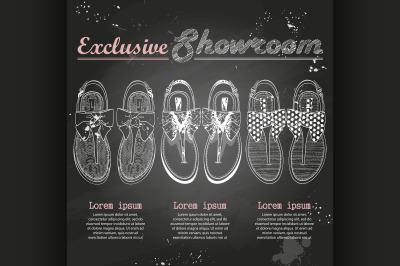 Fashion vector sketch womens shoes.