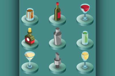 Bar color isometric icons