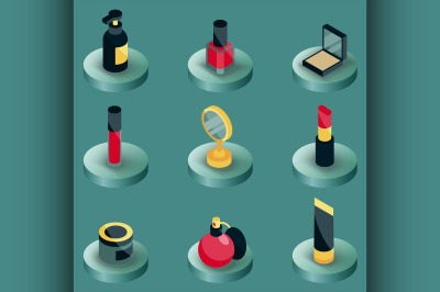 Cosmetic color isometric icons