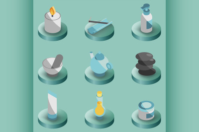 Spa color isometric icons