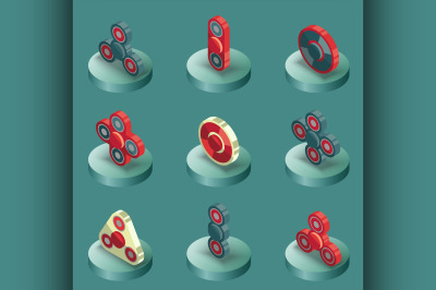 Spinners color isometric icons