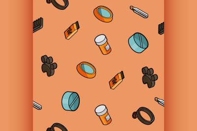 Vet pharmacy color outline isometric pattern