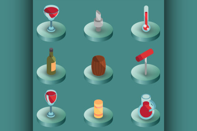 Wine color isometric icons