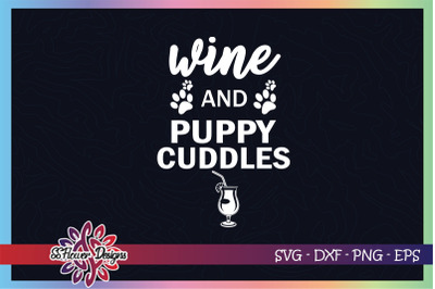 Wine and puppy cuddle svg, wine svg, puppy svg, dog paw svg