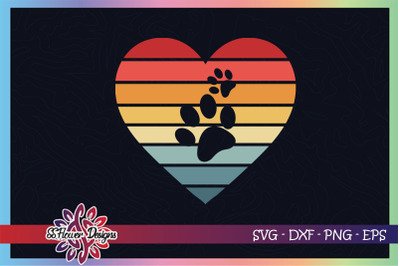 dog paw heart svg&2C; cat paw heart svg&2C; pawprint vintage svg