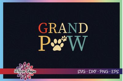 Grandpaw svg, grandpa svg, dog paw svg, pawprint svg, vintage dog paw