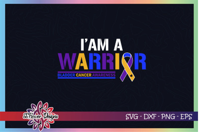 I am a warrior svg, bladder cancer awareness svg, ribbon svg